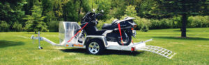 Pull-behind aluminum motorcycle trailer